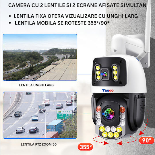 Cameră Supraveghere Conexiune Wi-Fi 8MP 4K Zoom Optic 50x Vedere Nocturnă Color