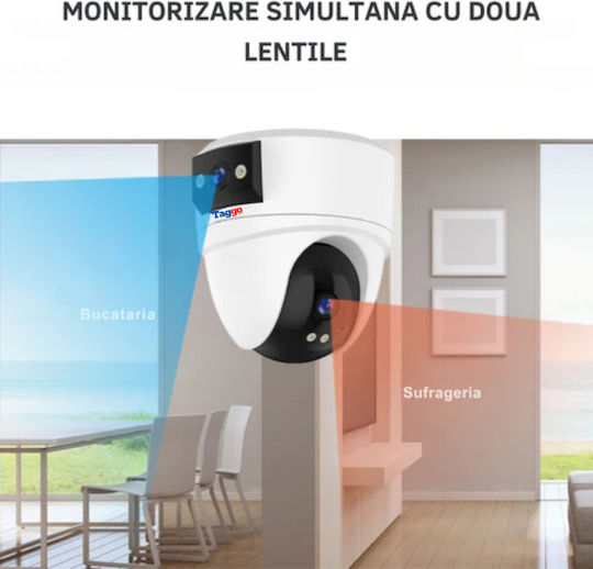 Wifi Surveillance Camera 5mp Resolution Human Detection Automatic Tracking Dual Lenses Two-way Communication