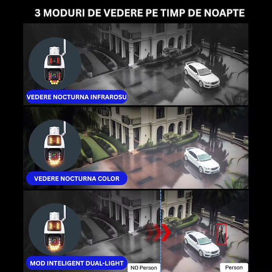 Cameră Supraveghere Conexiune Wi-Fi 8MP 4K Zoom Optic 50x Vedere Nocturnă Color
