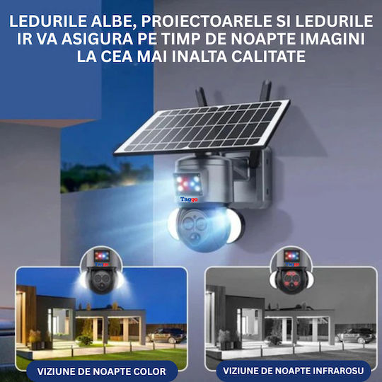 Cameră de Supraveghere 4G 4K HD cu Dublă Lentilă Zoom 12x Încărcare Solară Rotire Controlată prin Aplicație IP66 Rezistentă la Apă