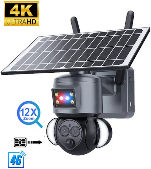 Cameră de Supraveghere 4G 4K HD cu Dublă Lentilă Zoom 12x Încărcare Solară Rotire Controlată prin Aplicație IP66 Rezistentă la Apă
