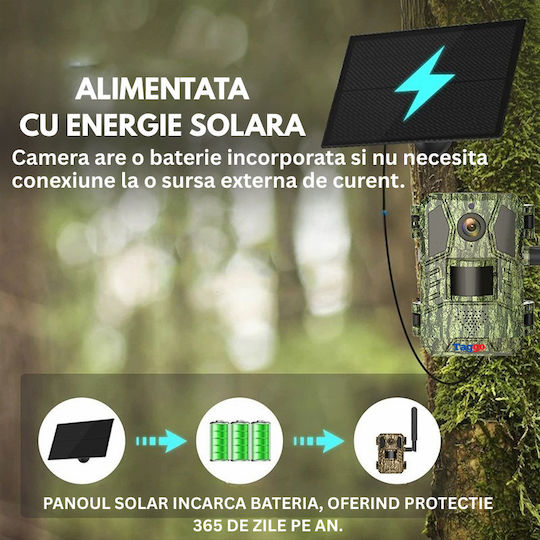Cameră de Supraveghere Solară 4G 16MP Foto 4MP Video Panou Solar 4W Baterie 7800mAh Detectare Mișcare Audio Bidirecțional IP66
