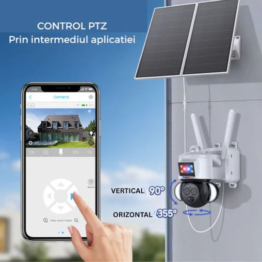 Surveillance Camera 4G Solar Charging Panel 20W 4K 12x Zoom FullHD Rain Charging App-Controlled Rotation IP66 Waterproof