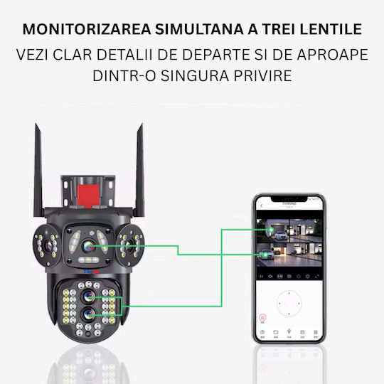 Wifi Surveillance Camera 10x Zoom 3 Screens 4k Resolution Human Detection Auto Tracking Ip66