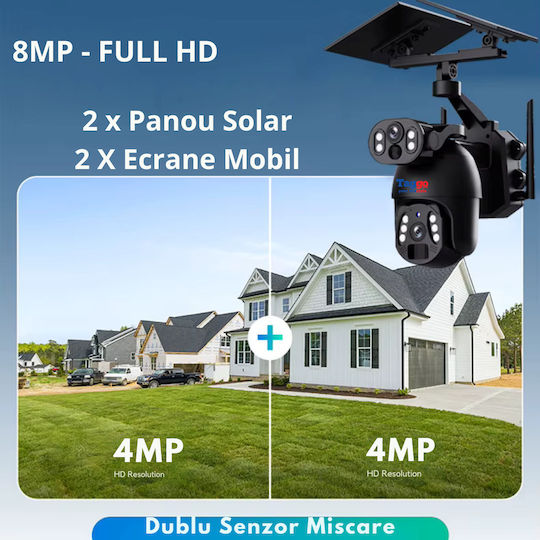 4G Ultra HD Surveillance Camera Dual 6MP Camera Solar Charging App-Controlled Rotation IP66 Waterproof