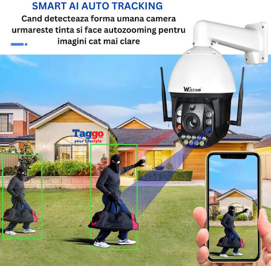 Cameră de Supraveghere 4G 4K Ultra HD Zoom Optic 99x Rotire 360° Controlată prin Aplicație IP66 Rezistentă la Apă