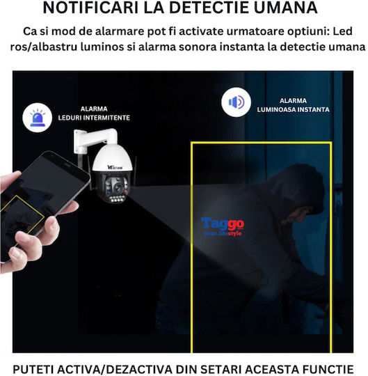 Cameră de Supraveghere 4G 4K Ultra HD Zoom Optic 99x Rotire 360° Controlată prin Aplicație IP66 Rezistentă la Apă