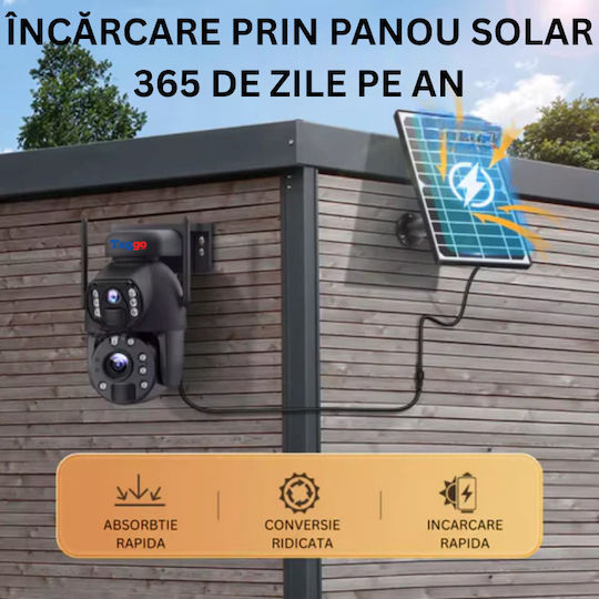 Cameră de Supraveghere 4G 3K Ultra HD Zoom 50x Cameră Dublă 10W Încărcare Solară Rotire Controlată prin Aplicație Impermeabilă IP66
