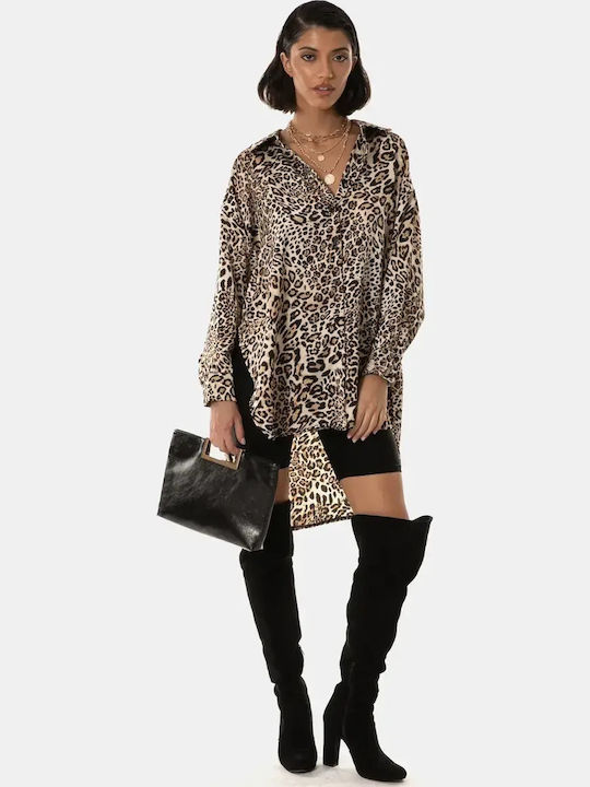 Oversized Animal Print Shirt Size One Size