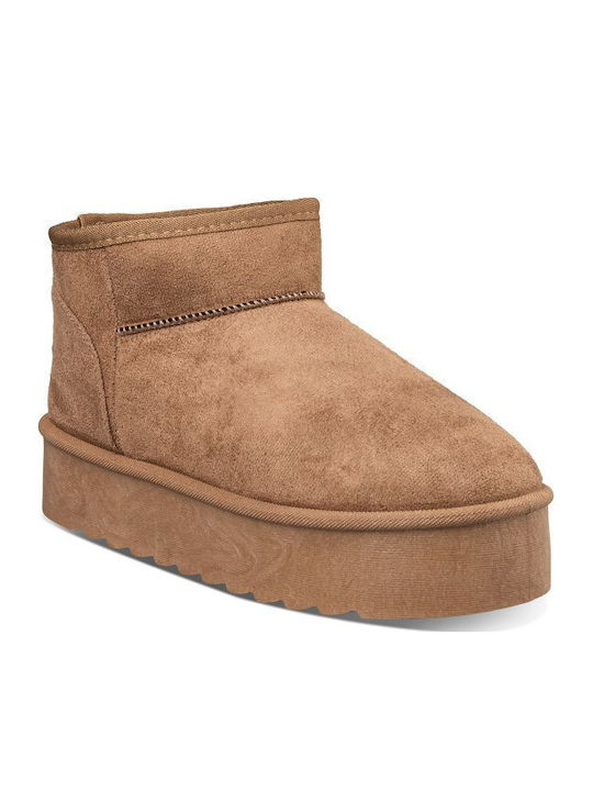 Women's Ankle Boots with Fur Brown