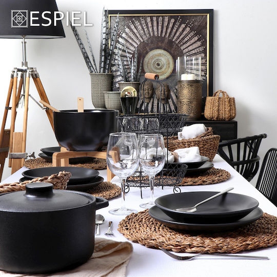 Espiel Σουπλά Στρογγυλό Ψάθινο Καφέ 40cm 6τμχ