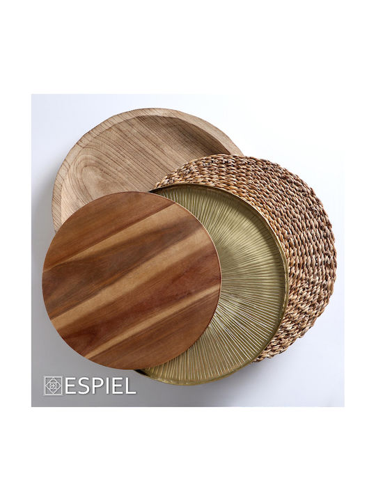 Espiel Σουπλά Στρογγυλό Ψάθινο Καφέ 40cm 6τμχ