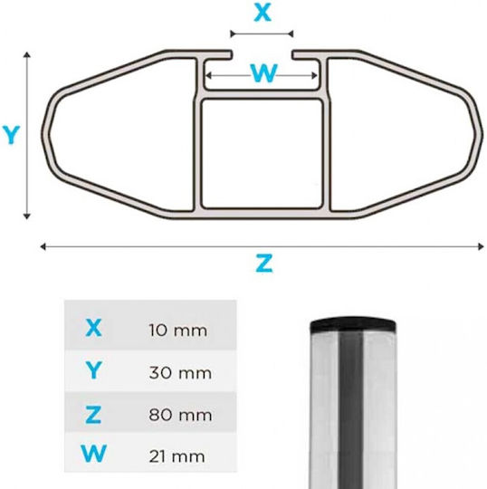 Menabo Aluminum Car Roof Bars Lince XL 135cm for Volvo XC 90 5D 2014> for Cars with Factory Roof Bars Set with Roof Rack Legs Silver