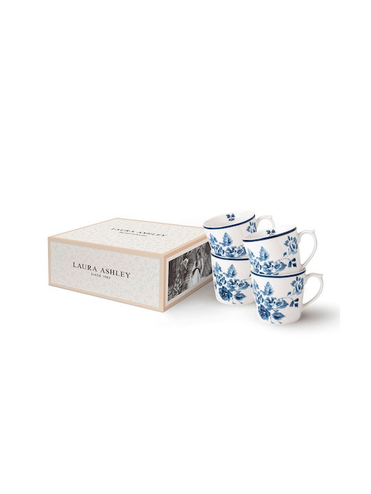 Laura Ashley Κούπα από Πορσελάνη Ροζ 320ml 4τμχ