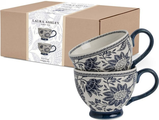Laura Ashley Becher Keramik Blau 430ml