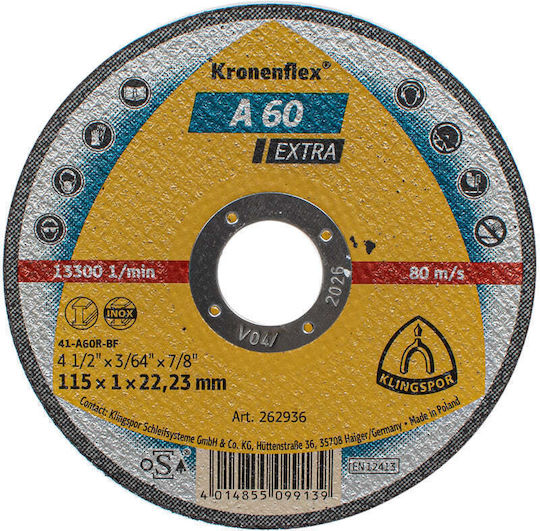 Klingspor Δίσκος Κοπής Μετάλλου 115mm 25τμχ