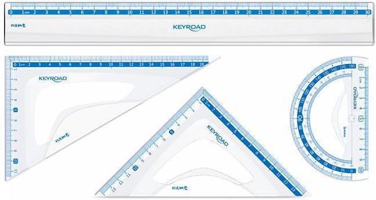 Keyroad Σετ 4 Γεωμετρικά Όργανα Πλαστικά Διάφανα