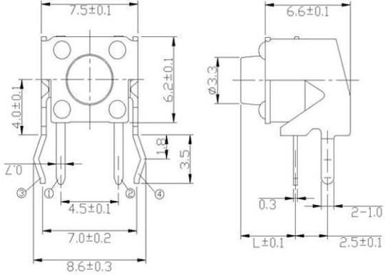 On-Off switch Tact THDP08-043BB 1pcs