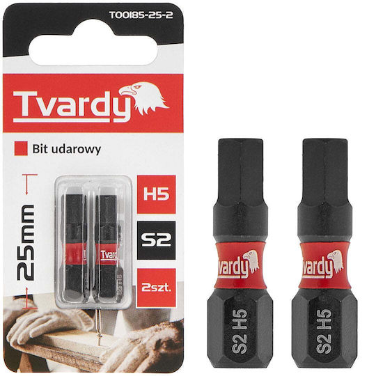 Tvardy H5 25mm S2 Impact Screwdriver Bits 2 Pieces