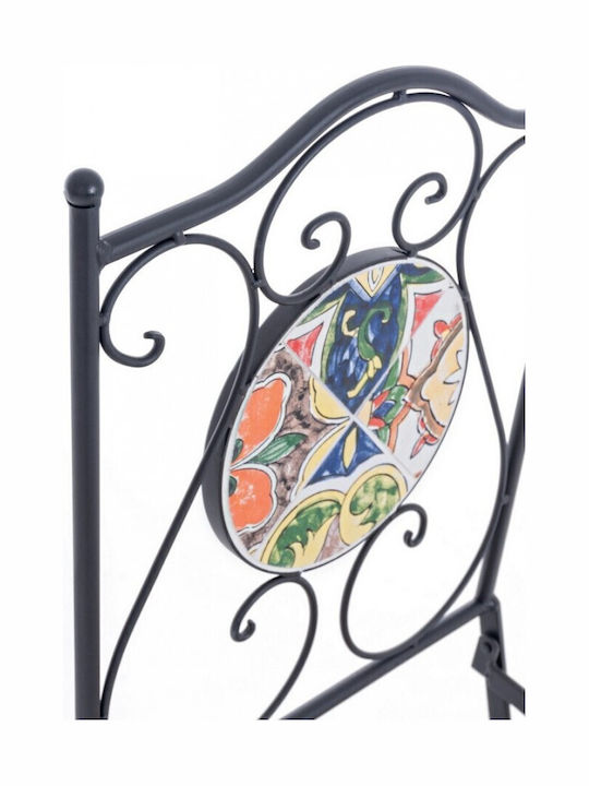Metallic Outdoor Chair Paloma Μαύρη-Πολύχρωμη 39x47x92cm