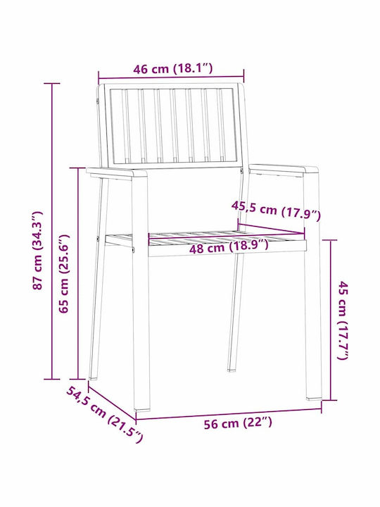 Outdoor-Stuhl Hölzernes Silver 2Stück 56x62x87εκ.