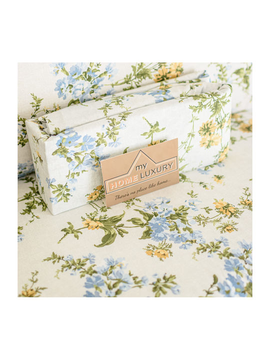 My Home Luxury Sheet Set with 2 Pillowcases Super-Double with Elastic 160x200cm. Multicolour 3pcs