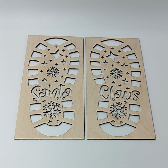 Wooden Santa Claus Footprints Christmas