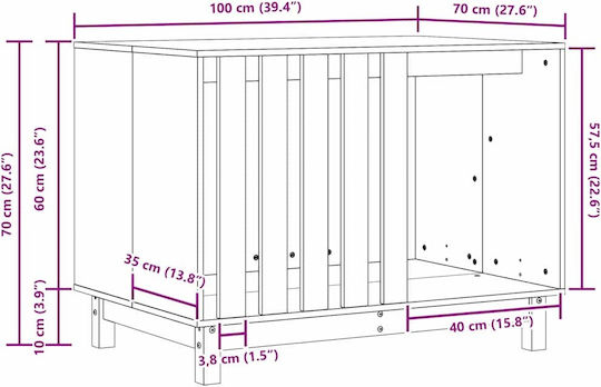 Dog House Waxed Brown 100 X 70 X 70 Cm Solid Pine Wood