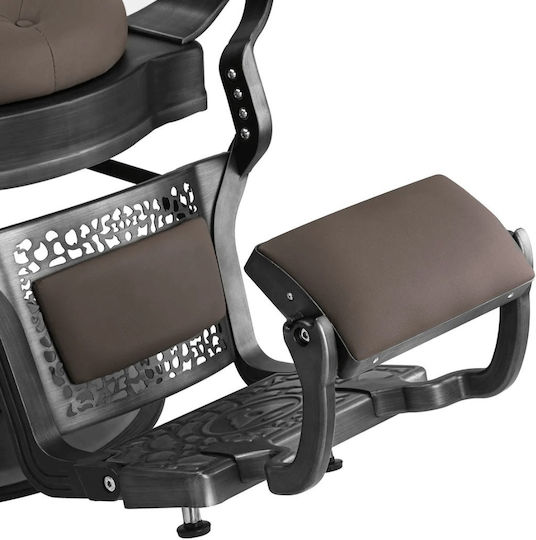 Barber Equipment Стол За Бръснар Кафяв С Регулируема Височина И Хидравличен Механизъм За Повдигане