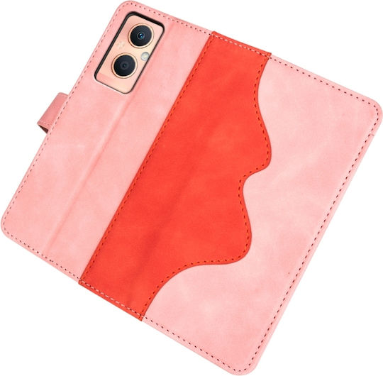 5g Ραφής Brieftasche Leder / Silikon Rosa (Oppo A96 5G)
