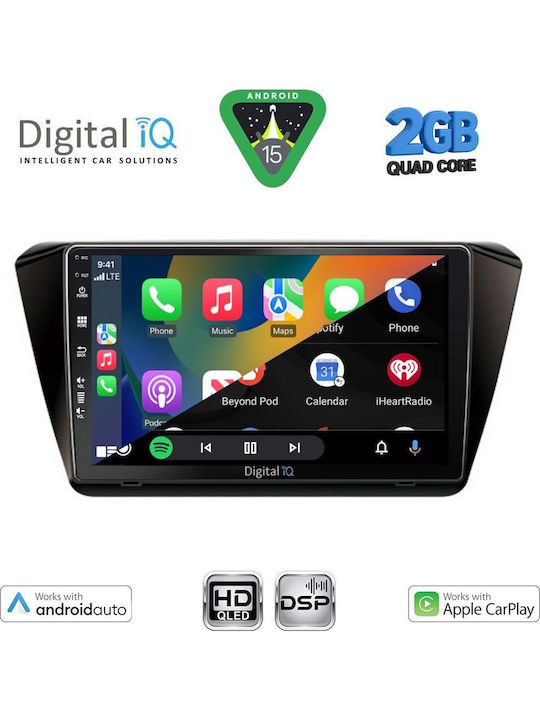 Digital IQ Car Audio System for Skoda Superb 2015-2023 (Bluetooth/USB/WiFi/GPS/Apple-Carplay/Android-Auto) with Touch Screen 10"