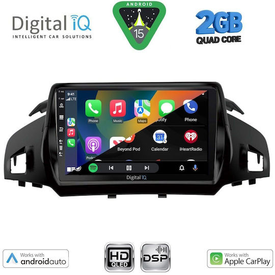 Digital IQ Ηχοσύστημα Αυτοκινήτου για Ford Kuga / C-Max 2013-2019 (Bluetooth/USB/WiFi/GPS/Apple-Carplay/Android-Auto) με Οθόνη Αφής 9"