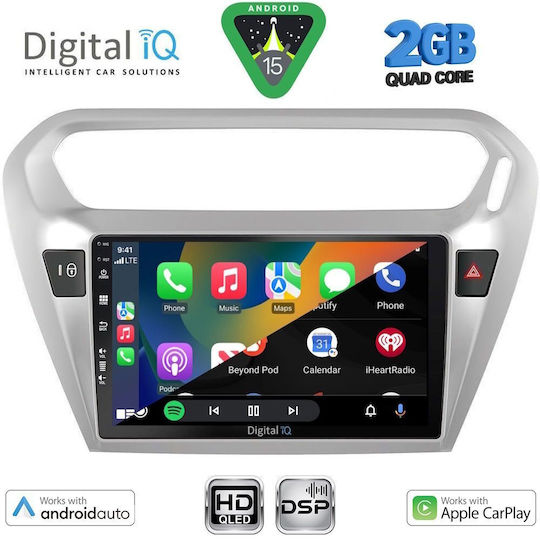 Digital IQ Car Audio System for Peugeot 301 Citroen C-Elysee 2013 (Bluetooth/USB/WiFi/GPS/Apple-Carplay/Android-Auto) with Touch Screen 9"
