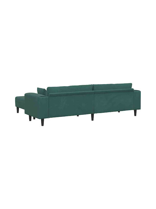 Colțar Canapea U-Shaped Catifea Verde Închis Cu Perne Decorative 250x77x76cm