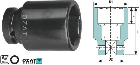 5/8'' 6-point Short 7/8'' Torsion Socket Wrench Cap
