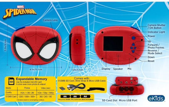 eKids Spiderman SM-533 Детски Фотоапарат 2МР Червена