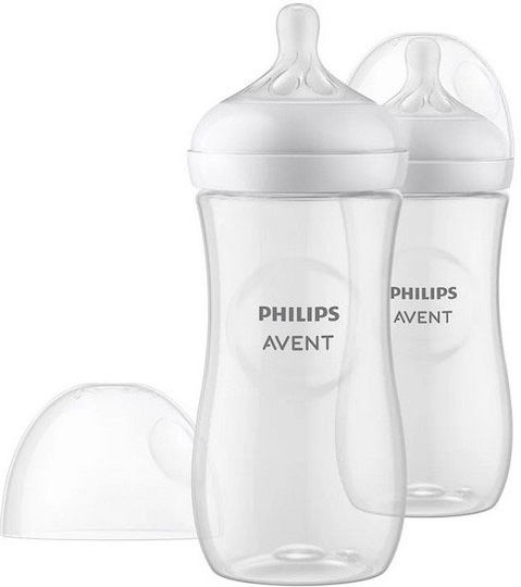 Philips Πλαστικό Μπιμπερό Natural Response Κατά των Κολικών με Θηλή Σιλικόνης για 1+ μηνών Διάφανο 260ml 2τμχ