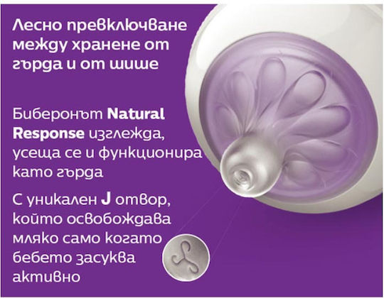 Philips Πλαστικό Μπιμπερό Natural Response Κατά των Κολικών με Θηλή Σιλικόνης για 1+ μηνών Διάφανο 260ml 2τμχ
