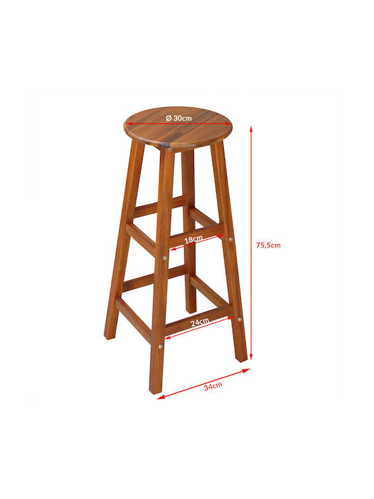 Hölzernes Hocker für Bar Für den Außenbereich Brown 2Stück 34x34x76cm
