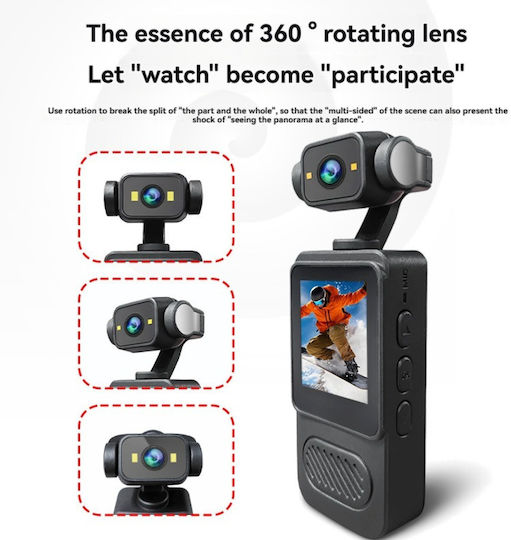 ROZA TC56 Action Camera Full HD (1080p) 360° Capture with Screen Black