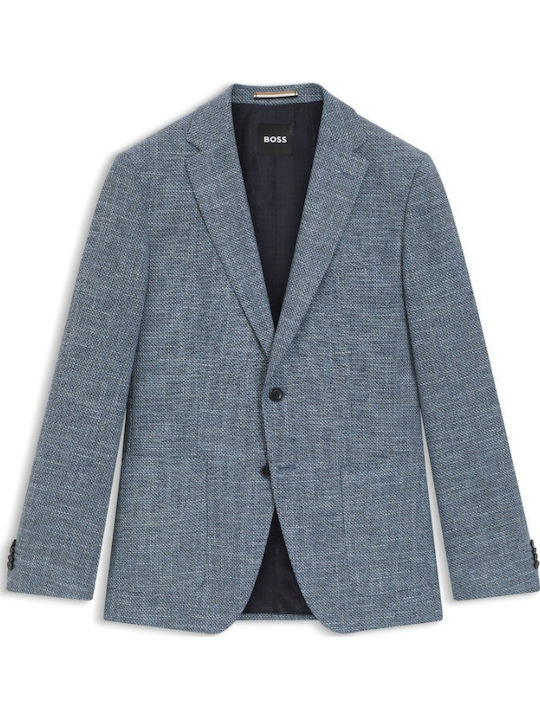 Summer Men's Suit Jacket with Regular Fit Blue