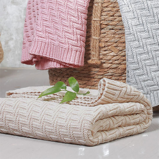 Babyono Blanket Nursery Swaddling Blankets Knitted Beige 75x100cm