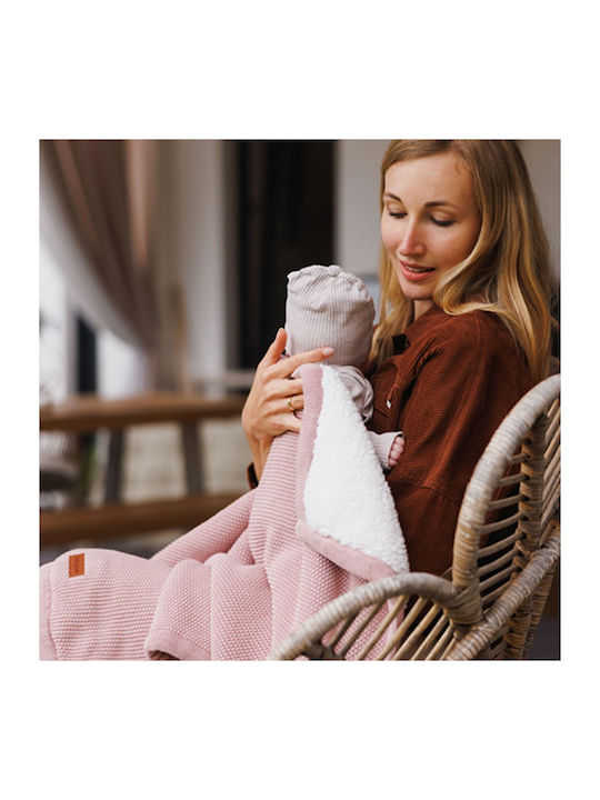 Babyono Κουβέρτα Αγκαλιάς & Λίκνου Βαμβακερή Ροζ 75x100εκ.
