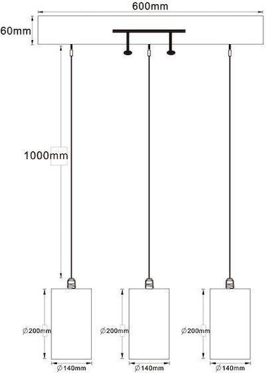 Agora Lighting Ρυθμιζόμενο Κρεμαστό Φωτιστικό Μαύρο Boho Ράγα με Ντουί E27