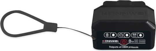 Konnwei Kw906 Auto Diagnosis Obd2 Bluetooth 5.0 On-off Button Compatible Android Ios Elm 327 Obdii Black