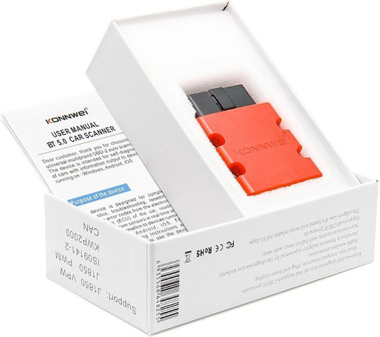 Auto Diagnosewerkzeug Konnwei Kw902 Mini ELM 327 Bluetooth 5.0 OBD 2 Kompatibel Android Windows PC Orange