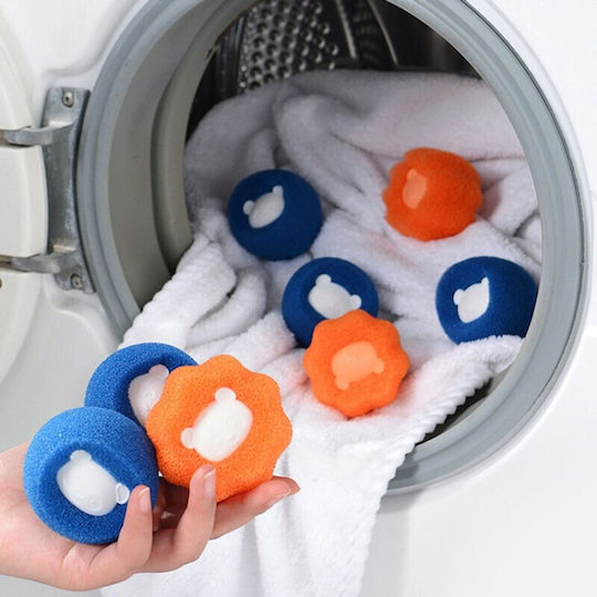 Set 4 Washing Machine Balls Pet Hair Removal Blue Orange
