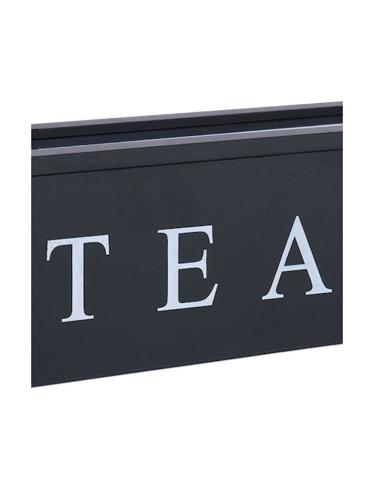 Relaxdays Caseta Pentru Ceai Cu Capac Din Lemn Negru 9x9x43.5cm