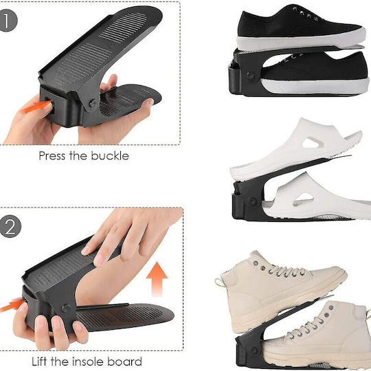 Bază Din Plastic Pentru Depozitarea Pantofilor Neagră 6x25.5x11cm 5 Bucăți