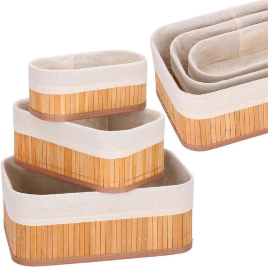 Aufbewahrungskorb Bamboo Braun 3Stück